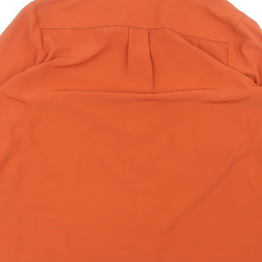 New Look Womens Orange  Polyester Basic Button-Up Size 14 Collared