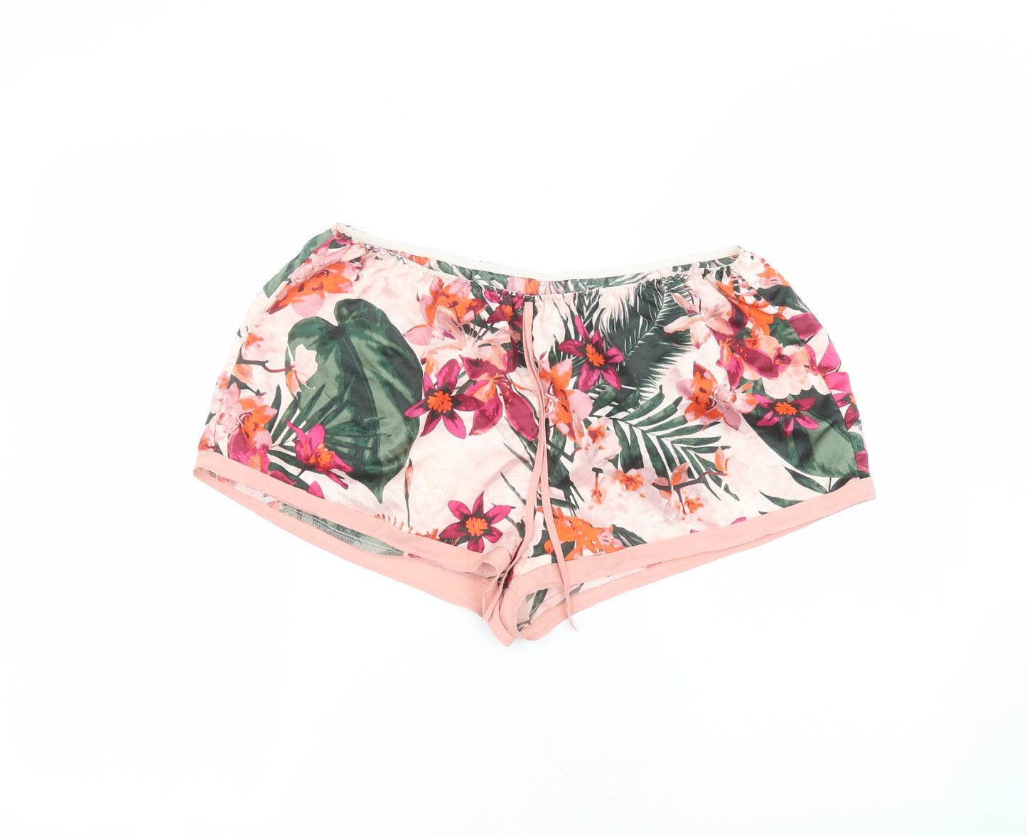 George Womens Pink Floral Polyester Hot Pants Shorts Size 14  Regular