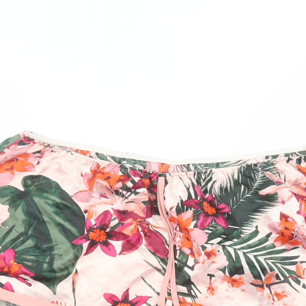 George Womens Pink Floral Polyester Hot Pants Shorts Size 14  Regular