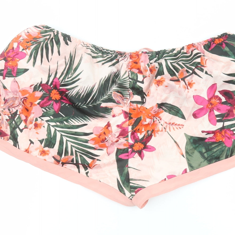 George Womens Pink Floral Polyester Hot Pants Shorts Size 14  Regular