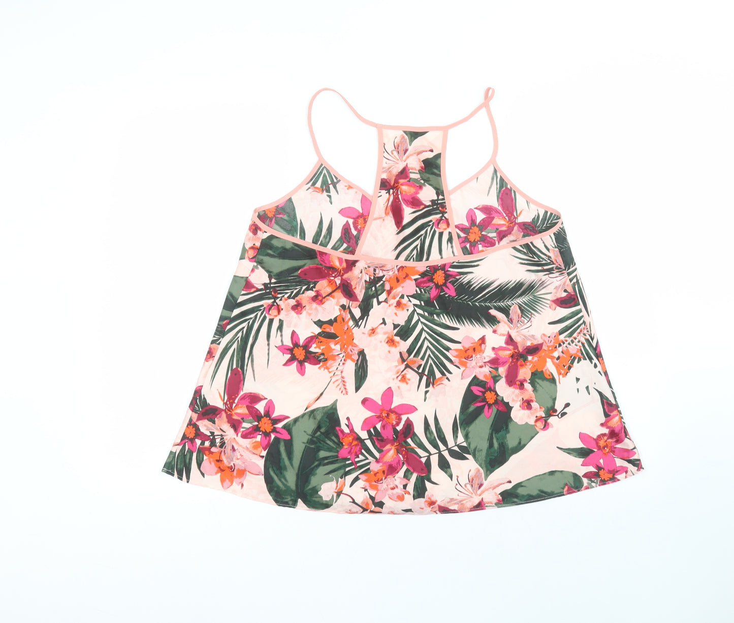 George Womens Pink Floral Polyester Basic Blouse Size 14 Round Neck