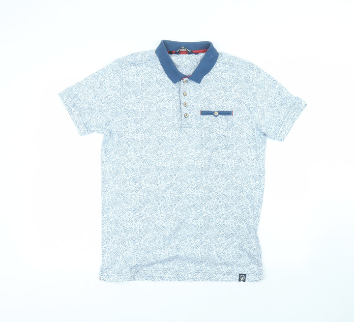 Duck and Cover Mens Blue Cotton Polo Size M Collared