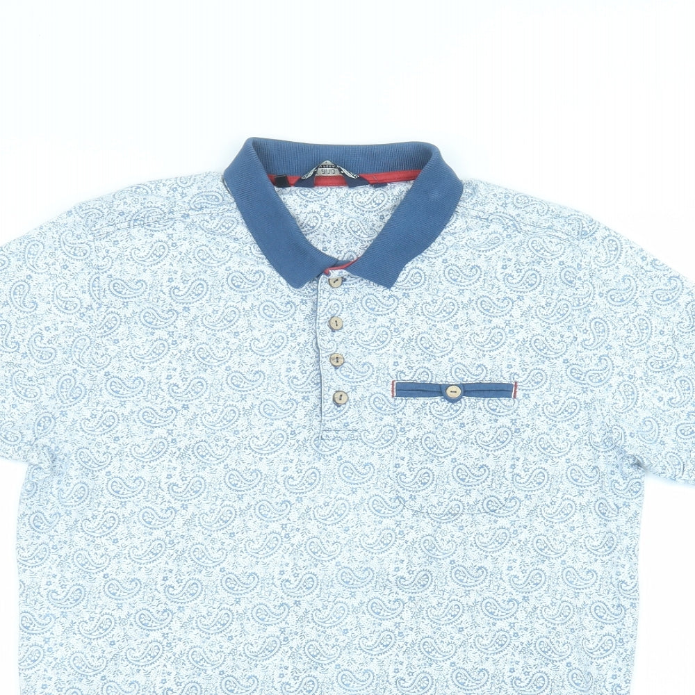 Duck and Cover Mens Blue  Cotton  Polo Size M Collared
