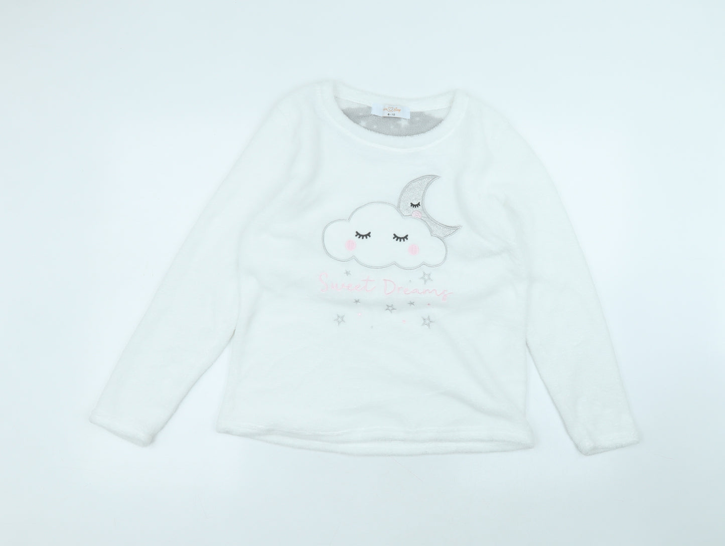 Primark Womens White Round Neck  Polyester Pullover Jumper Size 8
