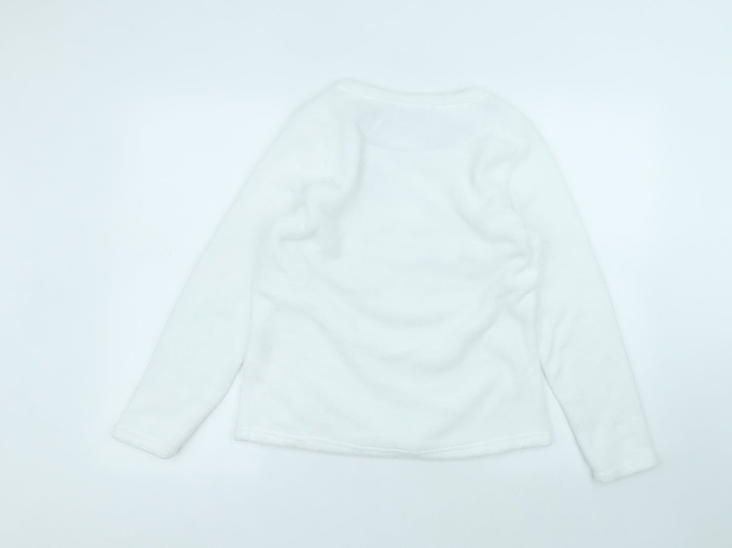 Primark Womens White Round Neck  Polyester Pullover Jumper Size 8