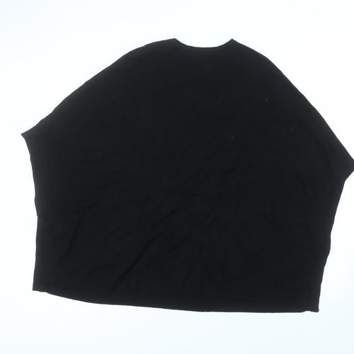 M&V Womens Black Round Neck  Cotton Pullover Jumper Size S