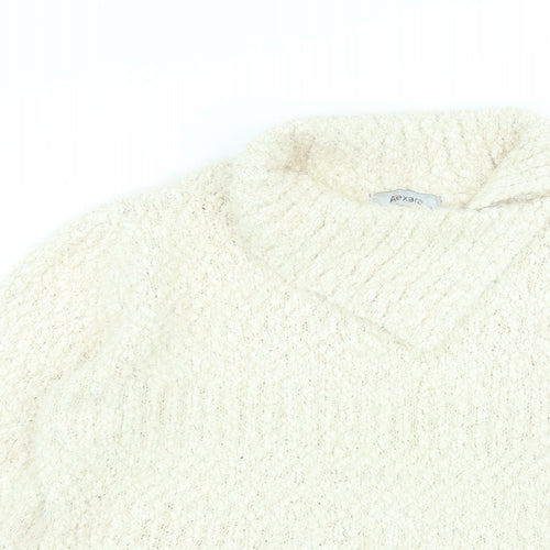 alexare Womens White Collared  Polyester Pullover Jumper Size L
