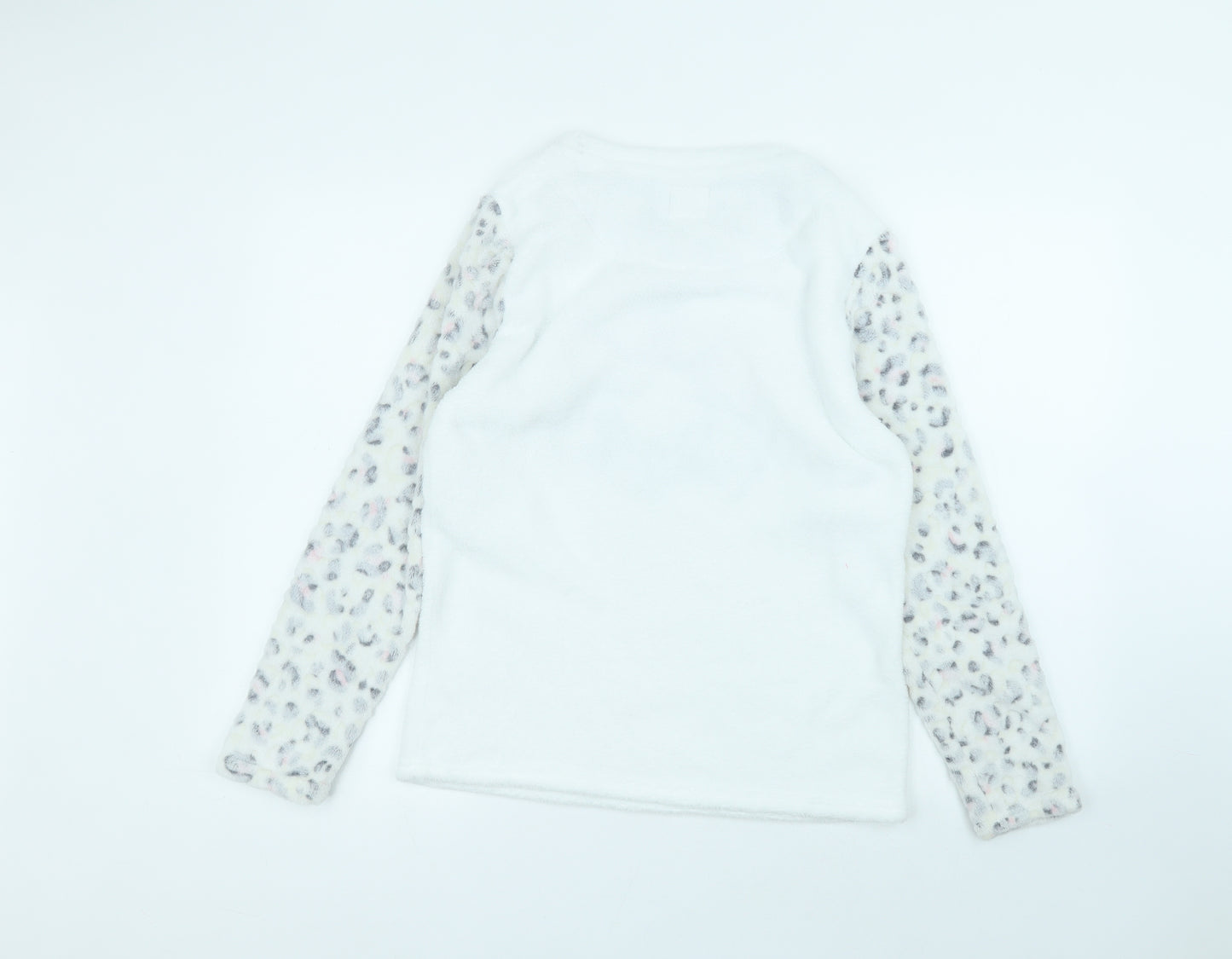 Primark Womens White Round Neck  Polyester Pullover Jumper Size S
