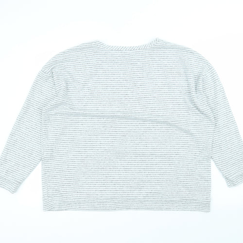 George Womens White Round Neck Striped Polyester Pullover Jumper Size 20