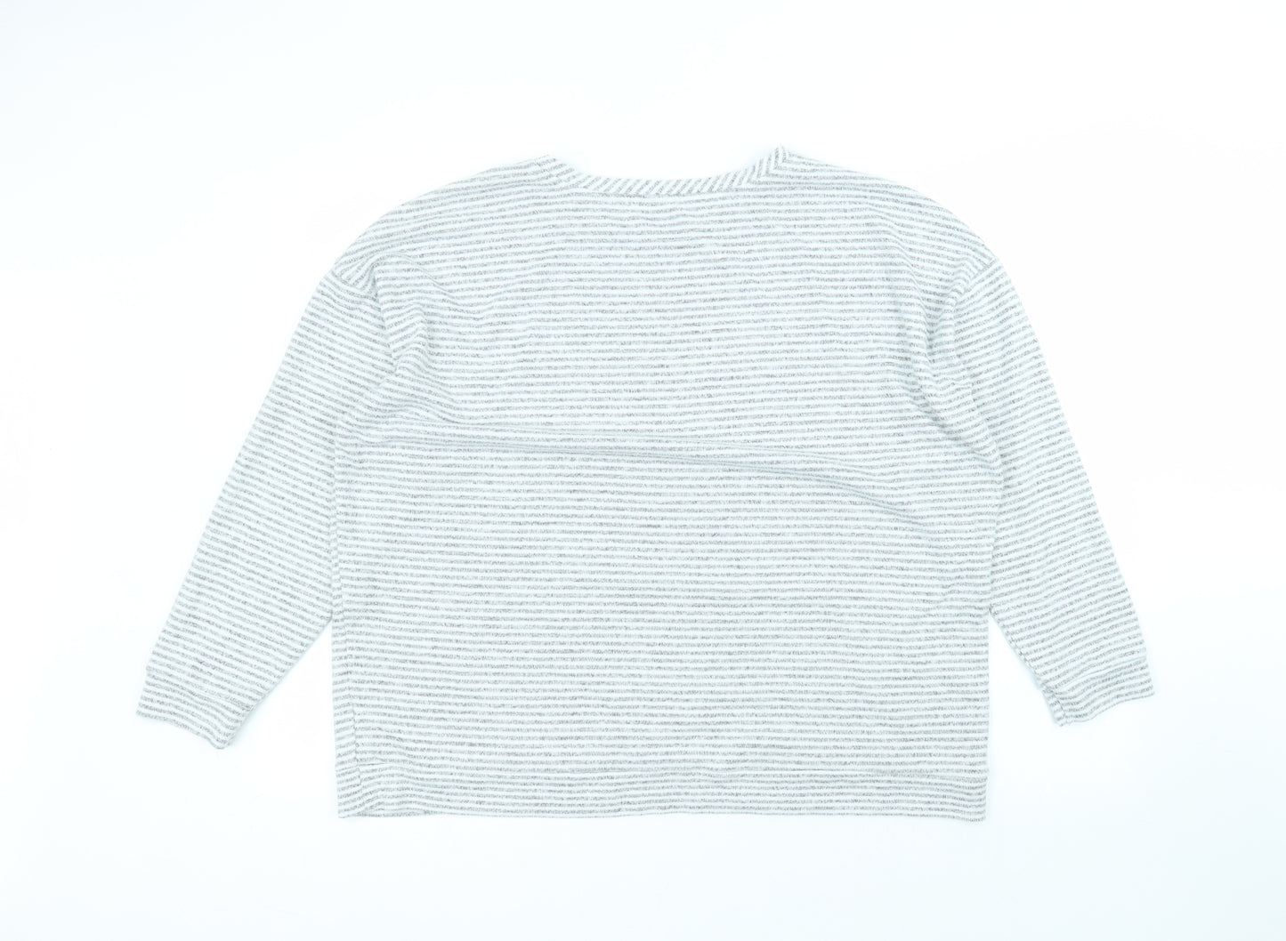 George Womens White Round Neck Striped Polyester Pullover Jumper Size 20
