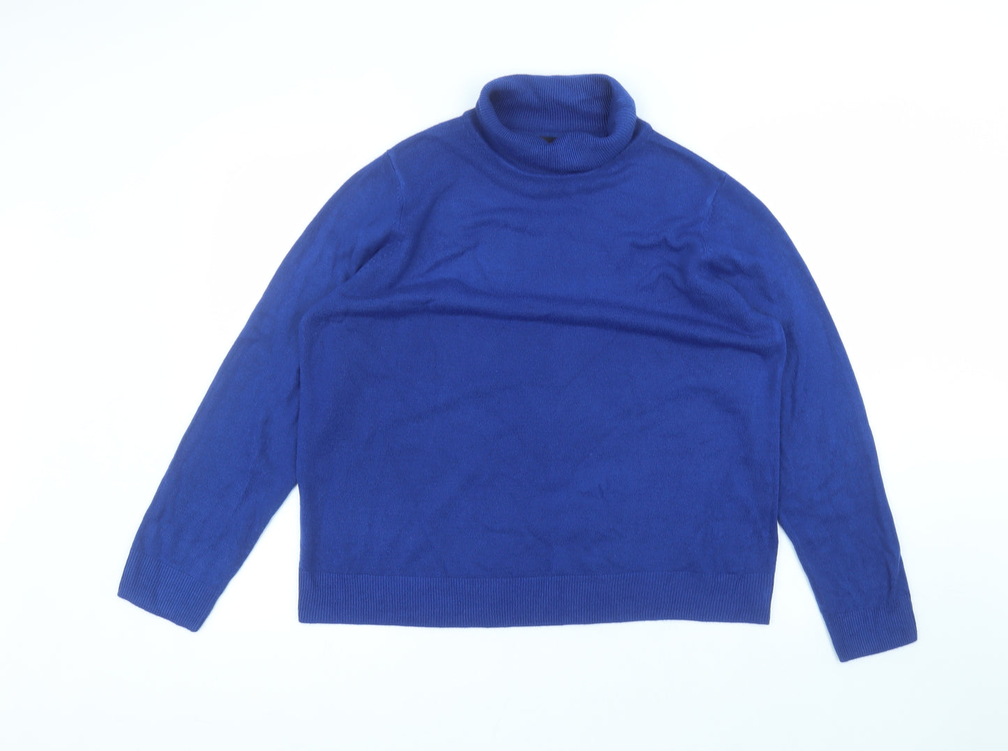 Marks and Spencer Womens Blue  Acrylic Basic T-Shirt Size 18 Roll Neck