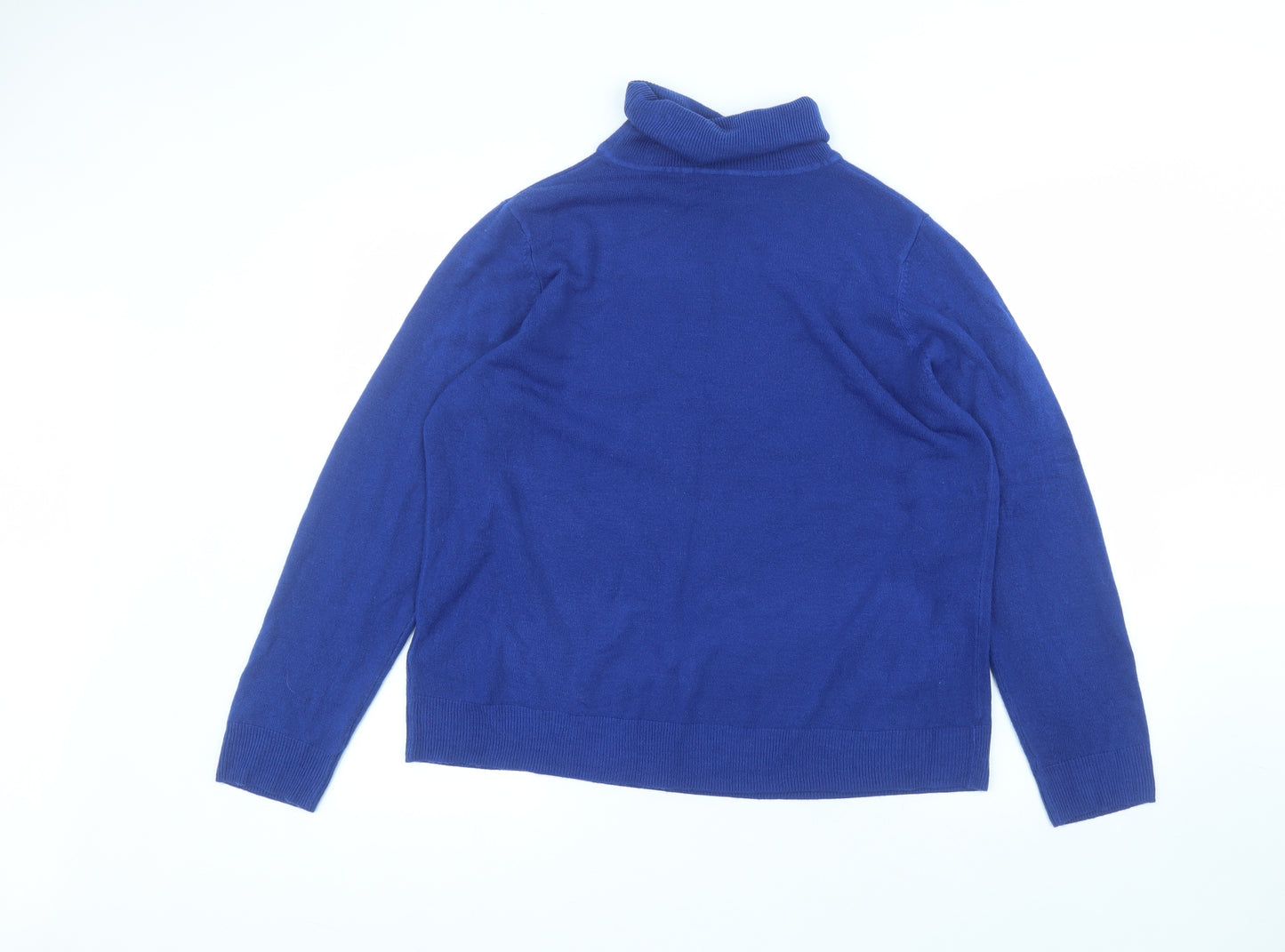 Marks and Spencer Womens Blue  Acrylic Basic T-Shirt Size 18 Roll Neck