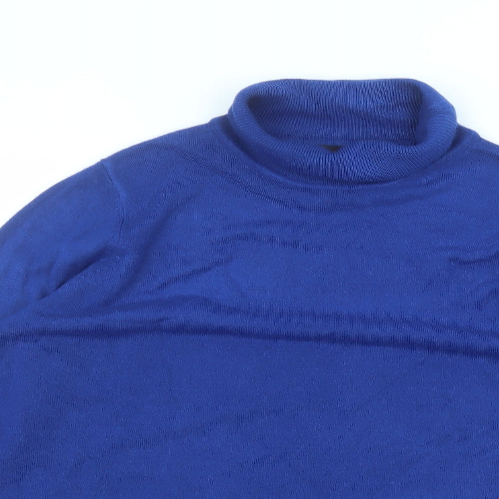 Marks and Spencer Womens Blue  Acrylic Basic T-Shirt Size 18 Roll Neck