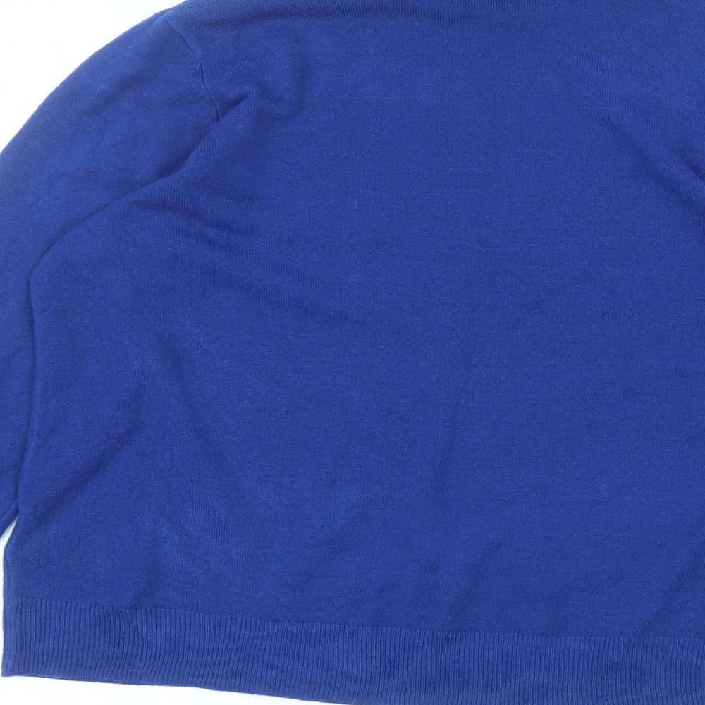 Marks and Spencer Womens Blue  Acrylic Basic T-Shirt Size 18 Roll Neck