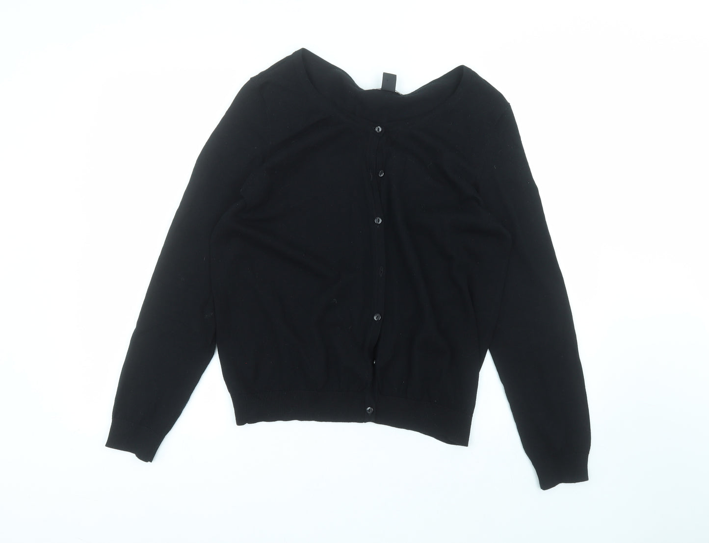 H&M Womens Black Round Neck  Cotton Cardigan Jumper Size L