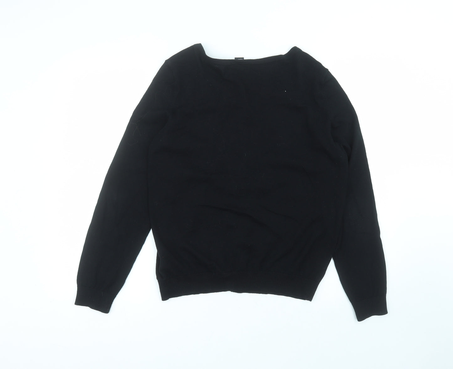 H&M Womens Black Round Neck  Cotton Cardigan Jumper Size L