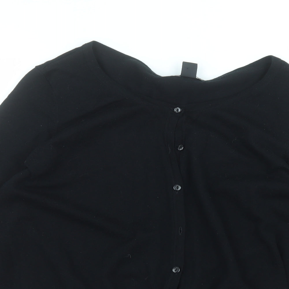 H&M Womens Black Round Neck  Cotton Cardigan Jumper Size L