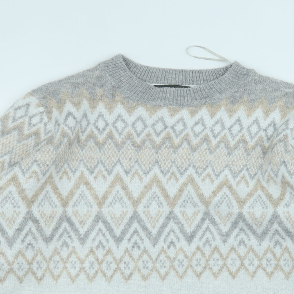 Bonmarché Womens White Round Neck  Acrylic Pullover Jumper Size 18