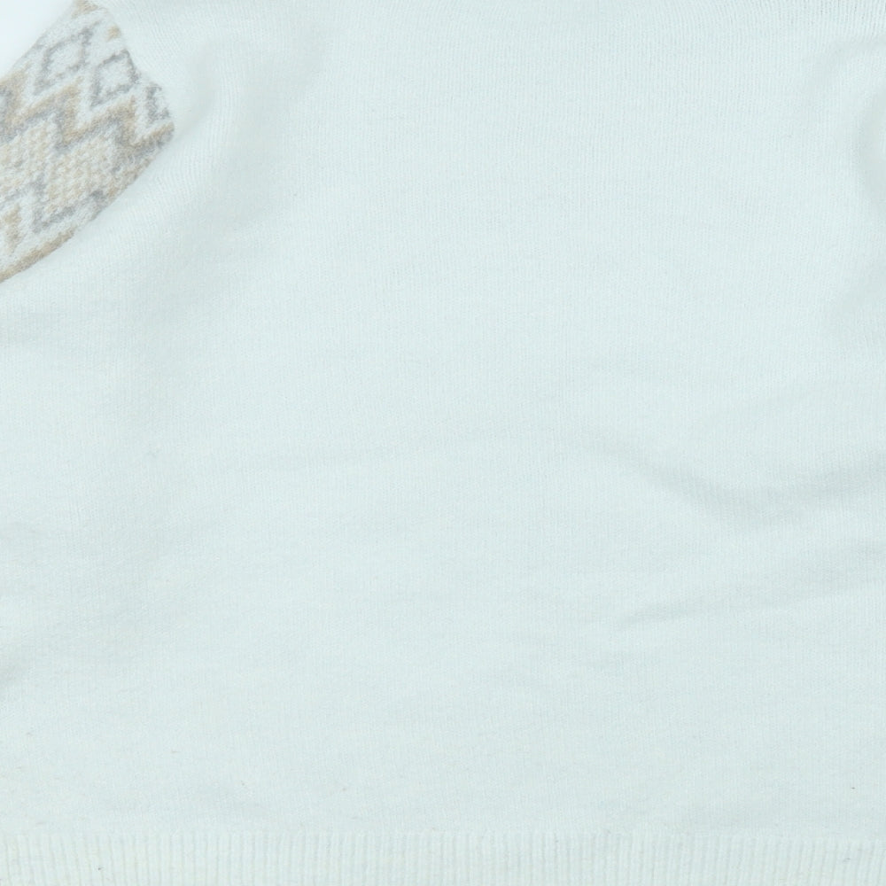 Bonmarché Womens White Round Neck  Acrylic Pullover Jumper Size 18
