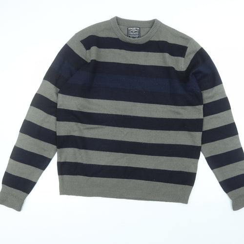 Kensington Womens Grey Roll Neck Striped Acrylic Pullover Jumper Size XL