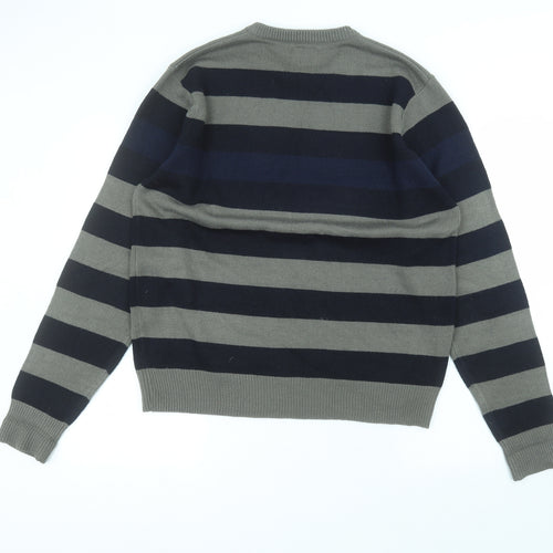 Kensington Womens Grey Roll Neck Striped Acrylic Pullover Jumper Size XL