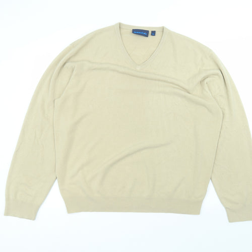 mansize Womens Brown V-Neck  Acrylic Pullover Jumper Size 2XL
