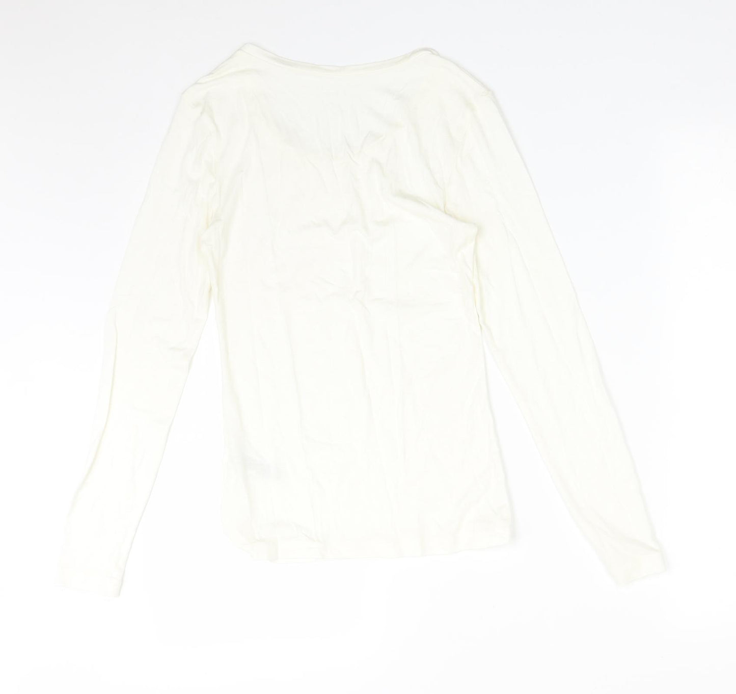 M&S Womens White  Acrylic Basic T-Shirt Size 10 Round Neck