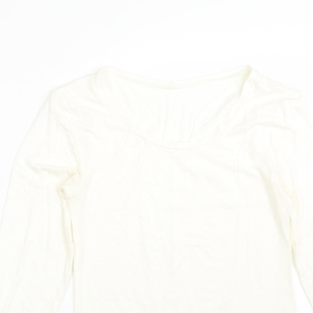 M&S Womens White  Acrylic Basic T-Shirt Size 10 Round Neck
