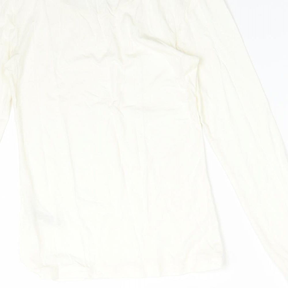 M&S Womens White  Acrylic Basic T-Shirt Size 10 Round Neck