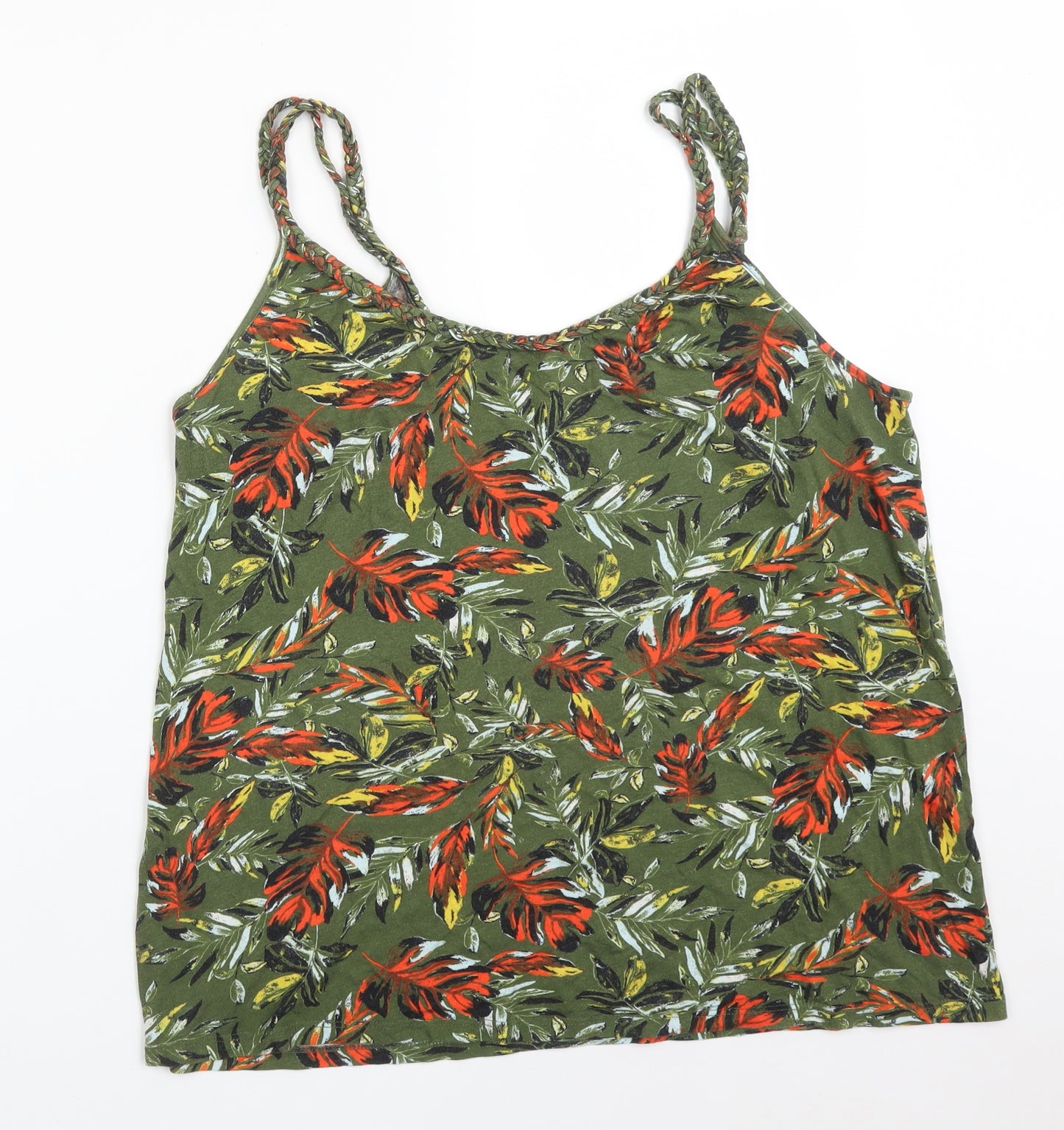 TU Womens Multicoloured   Camisole T-Shirt Size 12 Round Neck - LEAVES