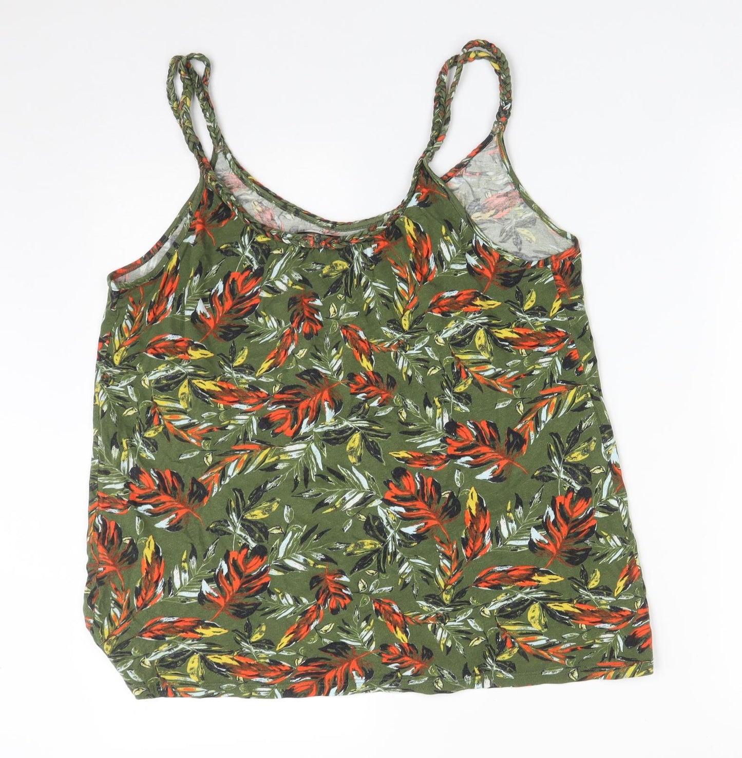 TU Womens Multicoloured   Camisole T-Shirt Size 12 Round Neck - LEAVES