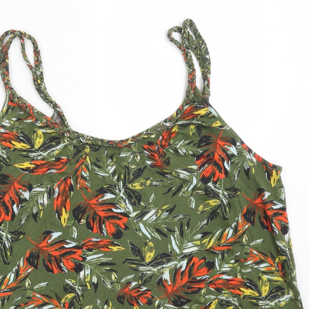 TU Womens Multicoloured   Camisole T-Shirt Size 12 Round Neck - LEAVES