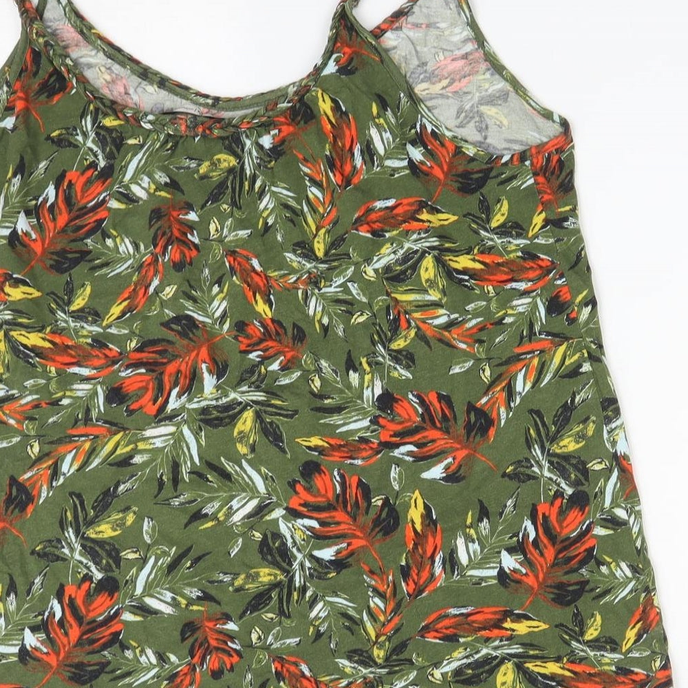 TU Womens Multicoloured   Camisole T-Shirt Size 12 Round Neck - LEAVES