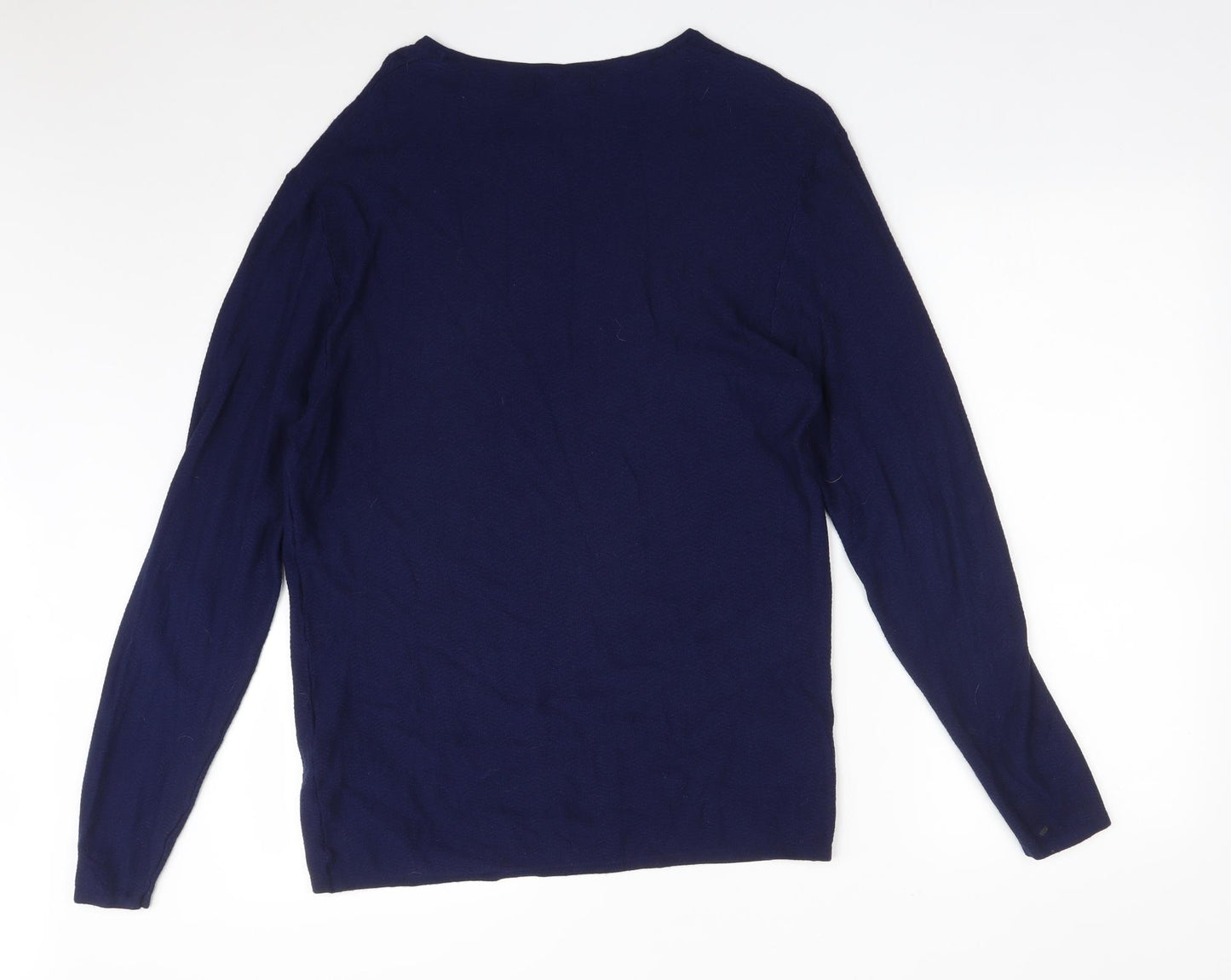Zara Mens Blue Striped Polyamide  T-Shirt Size 2XL Round Neck