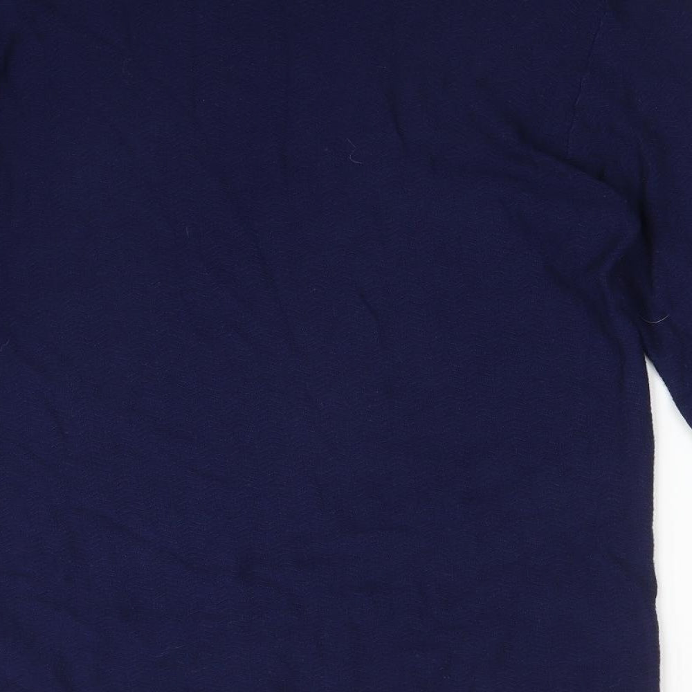 Zara Mens Blue Striped Polyamide  T-Shirt Size 2XL Round Neck