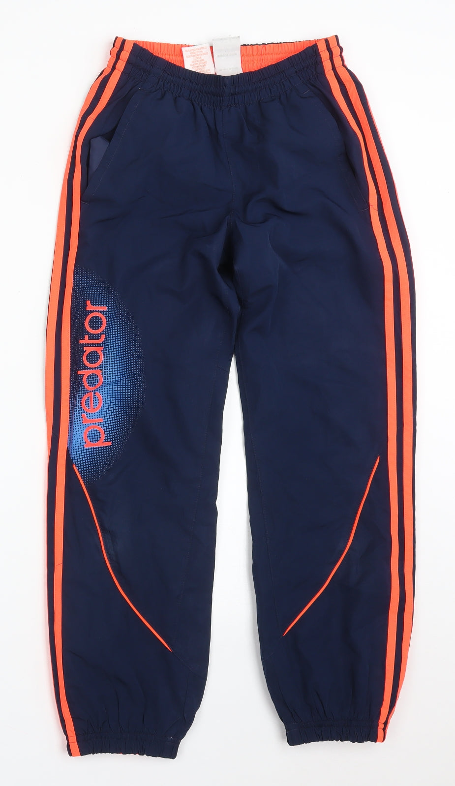adidas Boys Blue Striped Polyester Jogger Trousers Size 9-10 Years  Regular