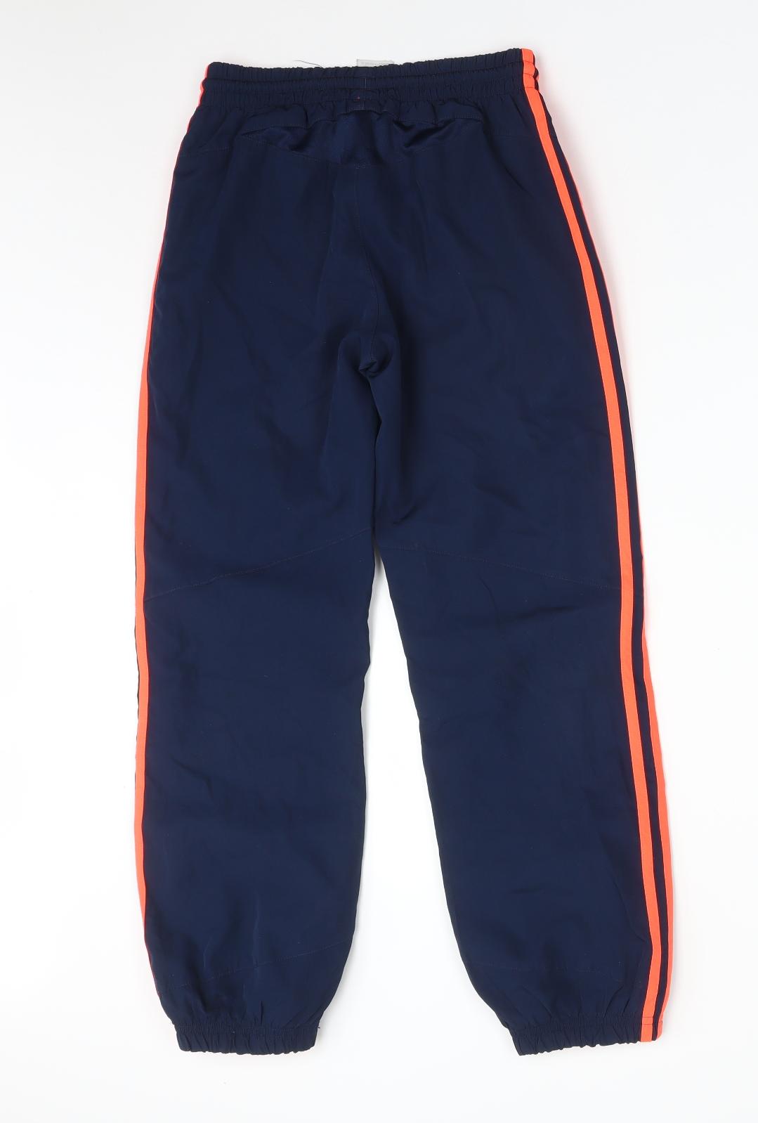 adidas Boys Blue Striped Polyester Jogger Trousers Size 9-10 Years  Regular