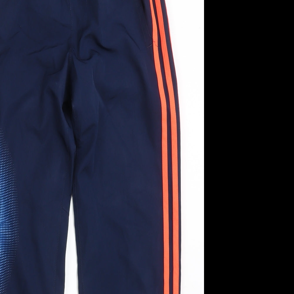 adidas Boys Blue Striped Polyester Jogger Trousers Size 9-10 Years  Regular