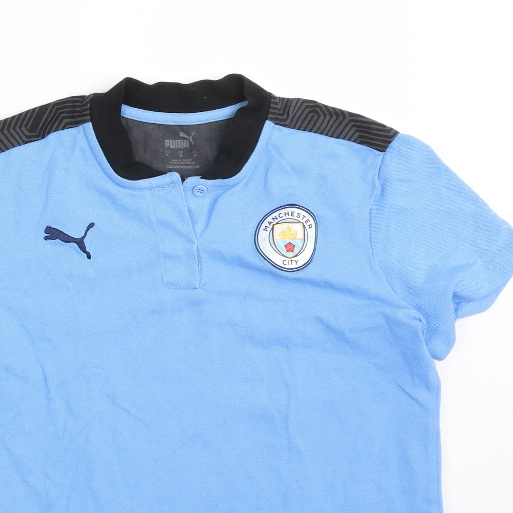 PUMA Boys Blue  Cotton Basic T-Shirt Size M Round Neck  - MAN CITY FC