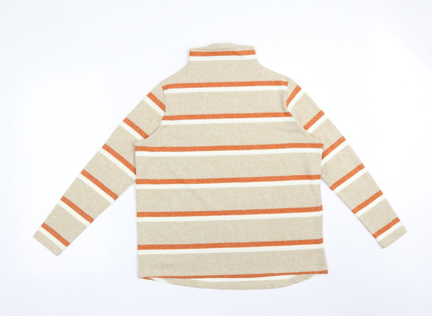 TU Womens Multicoloured Striped Polyester Basic T-Shirt Size 8 High Neck