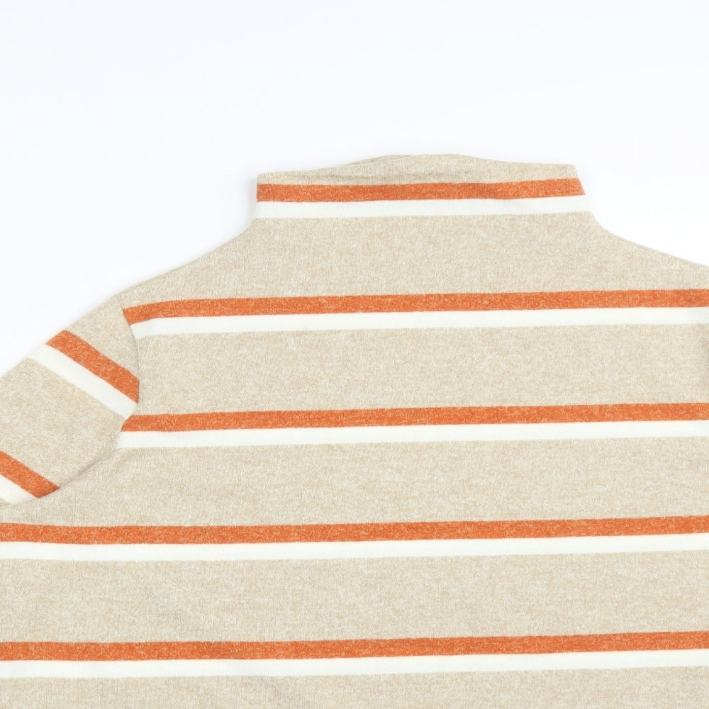 TU Womens Multicoloured Striped Polyester Basic T-Shirt Size 8 High Neck