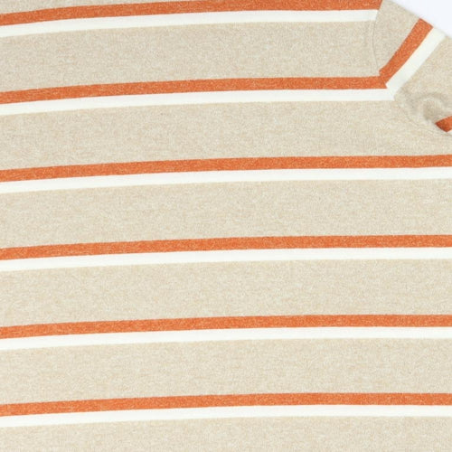 TU Womens Multicoloured Striped Polyester Basic T-Shirt Size 8 High Neck