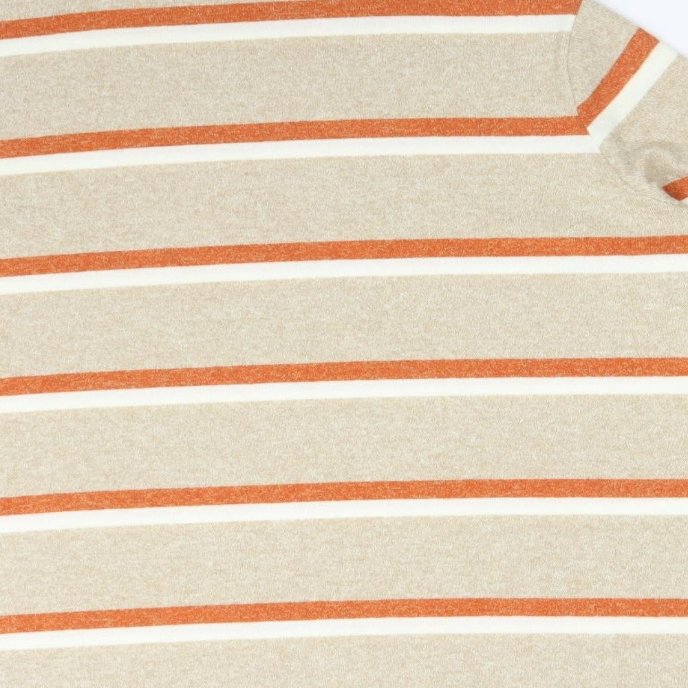 TU Womens Multicoloured Striped Polyester Basic T-Shirt Size 8 High Neck