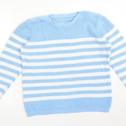 Preworn Womens Multicoloured Striped Cotton Pullover Sweatshirt Size 20