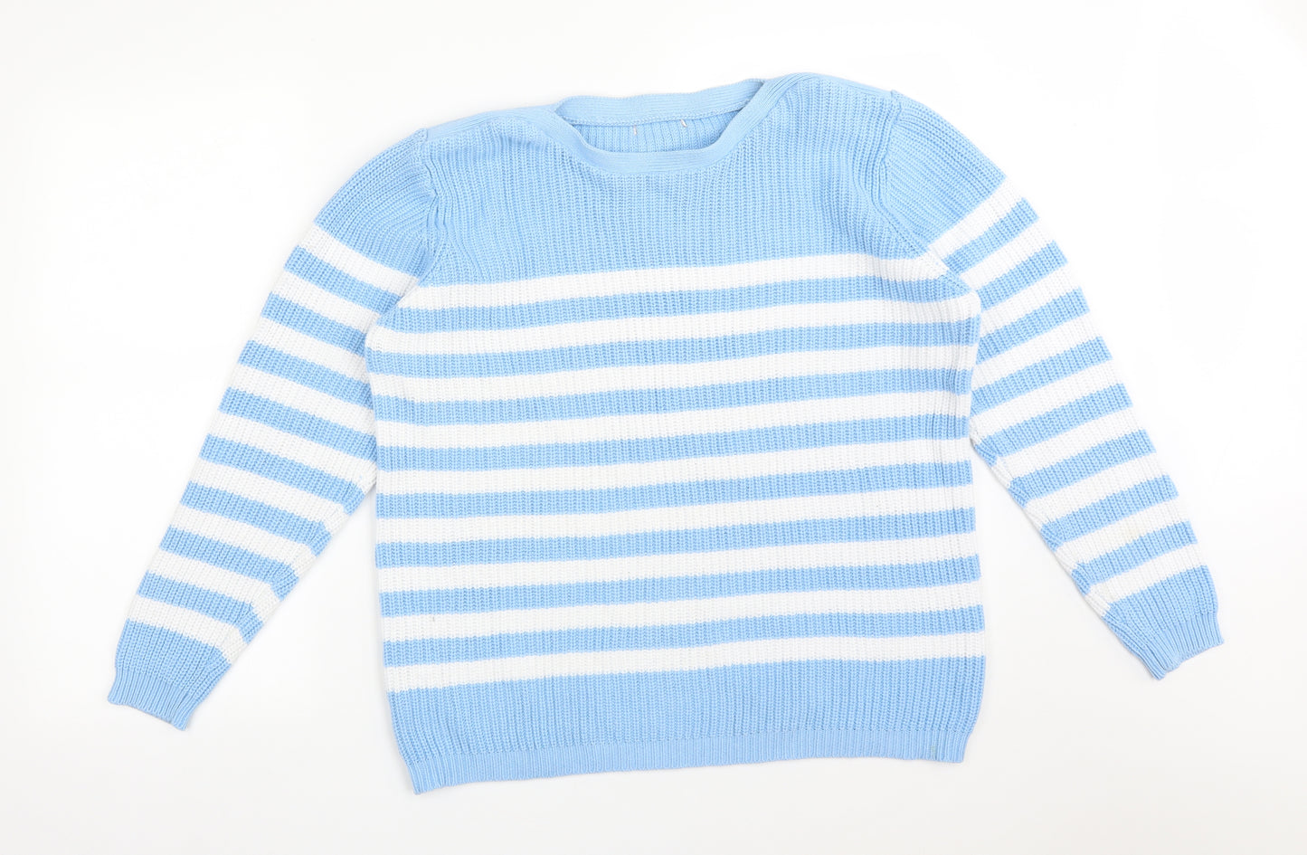 Preworn Womens Multicoloured Striped Cotton Pullover Sweatshirt Size 20