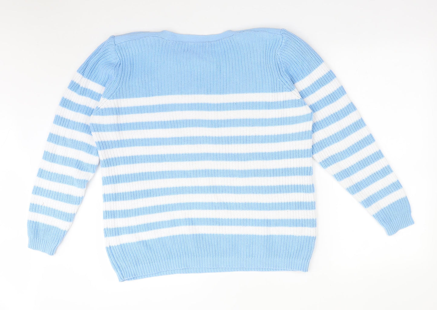 Preworn Womens Multicoloured Striped Cotton Pullover Sweatshirt Size 20