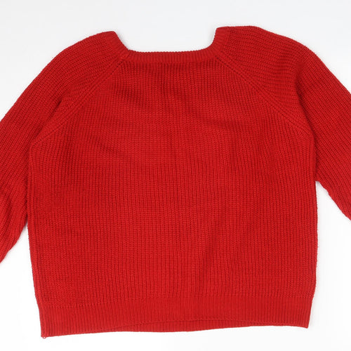 TRU Womens Red  Acrylic Pullover Sweatshirt Size L