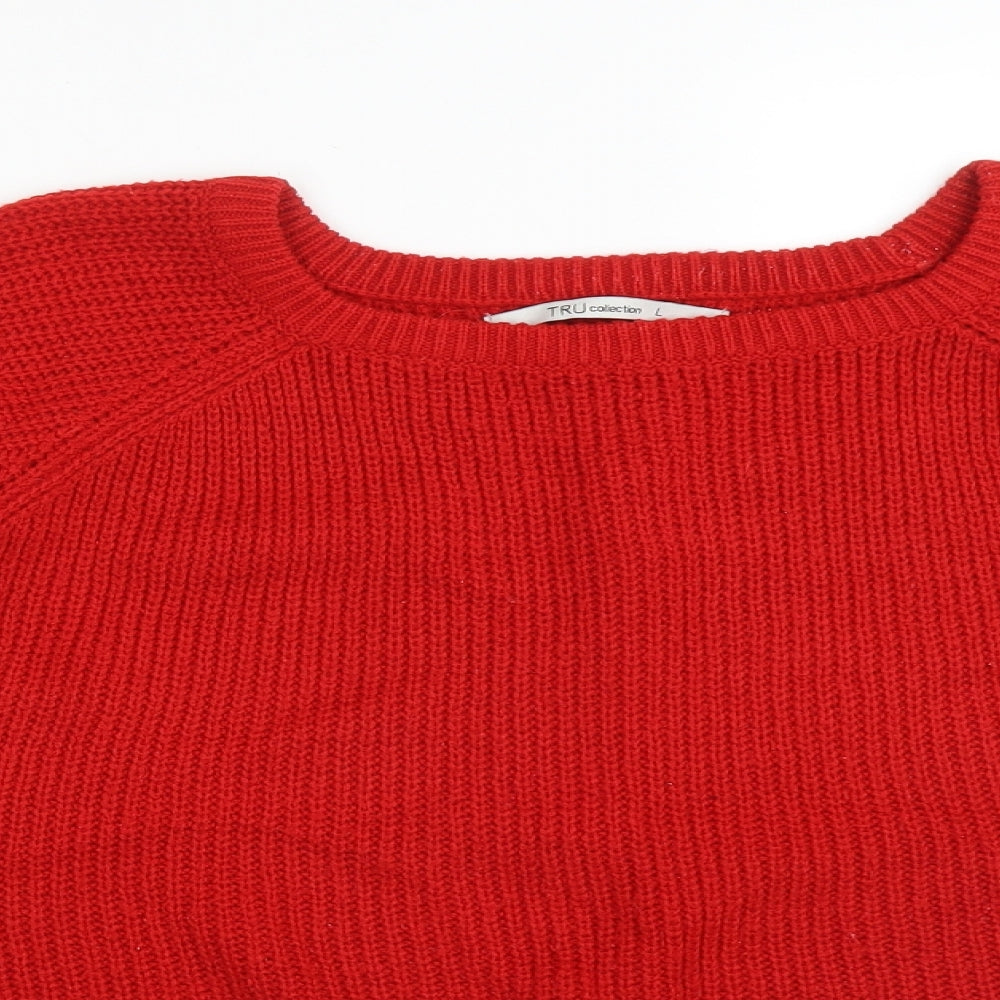 TRU Womens Red  Acrylic Pullover Sweatshirt Size L