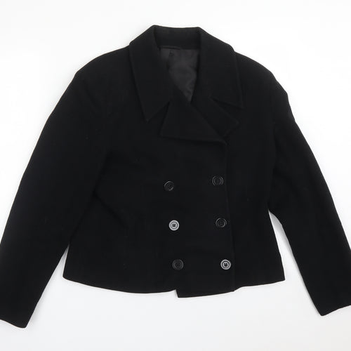 Preworn Womens Black  Wool Jacket Suit Jacket Size 14