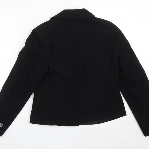 Preworn Womens Black  Wool Jacket Suit Jacket Size 14